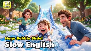 Tom Turns the Backyard into a Water Slide! | Slow English Listening for Beginners (A1 - A2)