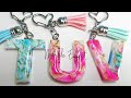 Marble Effect in Resin Letter Keychains | Design #16 | RESIN CRAFTS 101 #marble #resinart #resin101