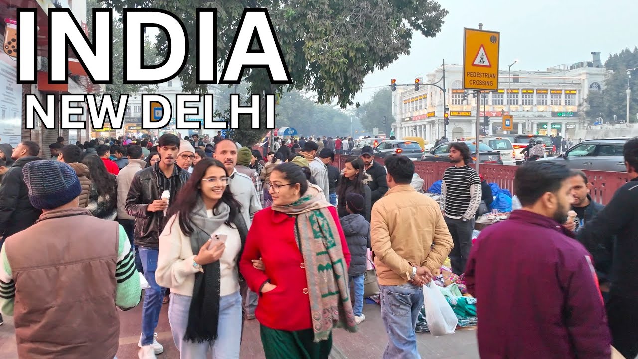 Immersive street-level walking tour through New Delhi (Daily Life 3), India, showcasing authentic urban landscapes, local architecture, and the vibrant atmosphere of the city's neighborhoods
