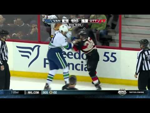 Chris Neil vs Tom Sestito fight Vancouver Canucks vs Ottawa Senators 11/28/13 NHL Hockey.
