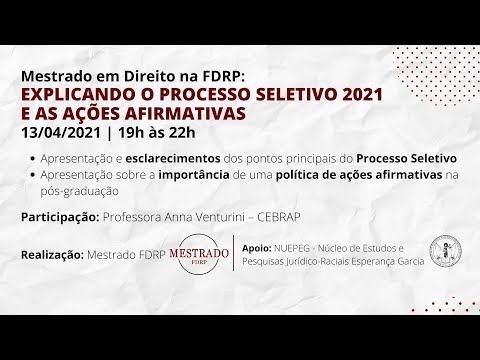 Mestrado em Direito na FDRP: Explicando o Processo Seletivo 2021 e as Ações Afirmativas