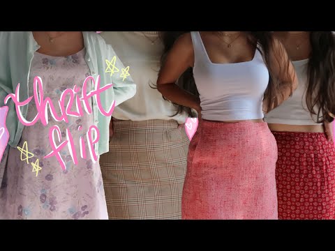 thrift flip cute summer staple skirts| upcycling thrift store finds✨