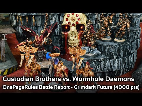 One Page Rules Grimdark Future Battle Report (4000 pts) - Custodian Brothers vs. Havoc Brothers