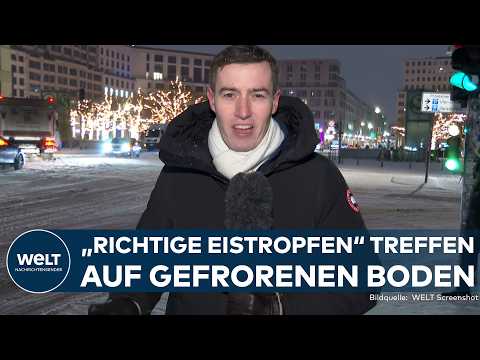 Video Thumbnail: POTSDAMER PLATZ: „Gefährlich auf den Straßen“ | Schnee und Eisregen halten Berlin in Schach