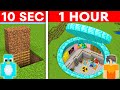 10 Seconds Vs 1 Hour Secret Bunker House Build Challenge In Minecraft