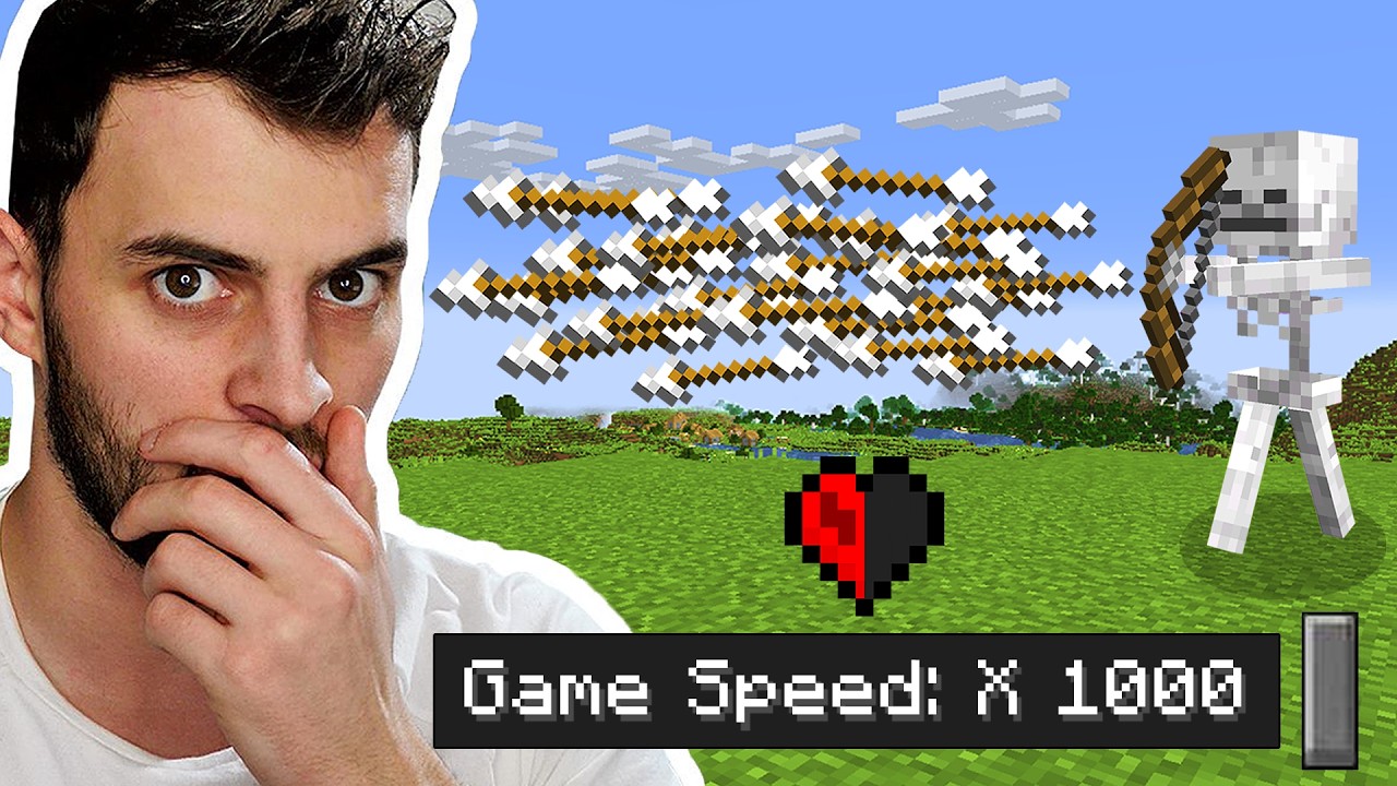 Beating Minecraft on Half Heart at 1000X SPEED...