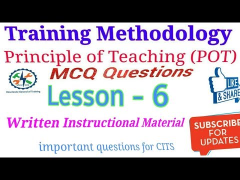 POT / Principle of Teaching / Training Methodology, Lesson no. 6 Written Instructional Material MCQ