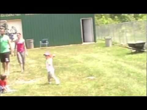 Amazing 3 year old Athlete...  3 year old Liam Atkinson playing Baseball
