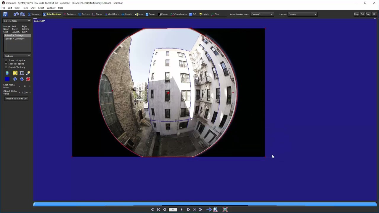SynthEyes Fisheye Calibration with Straight Lines