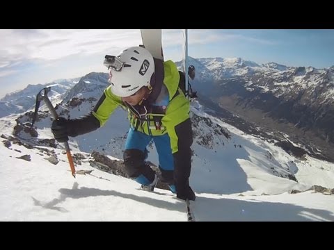Self Filming Extrem Freeride skiing mountaineering spotcast Mickael Bimboes