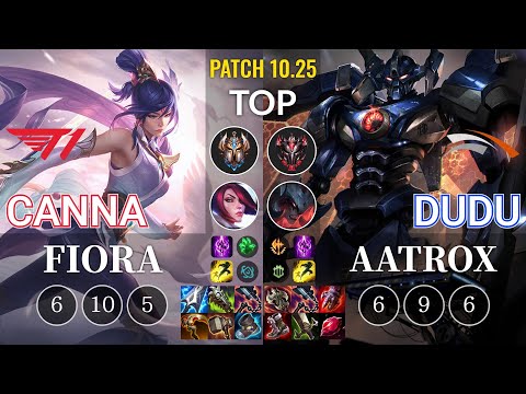 T1 Canna Fiora vs HLE DuDu Aatrox Top - KR Patch 10.25