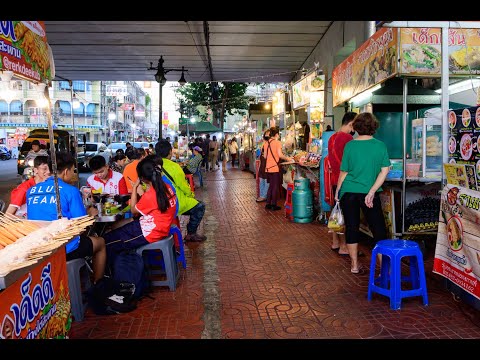 [4K] 2020 Thai street food on evening at Talat Phlu in Bangkok