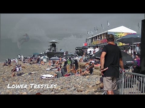 Keely Andrew Surfs with Pauline Ado at Trestles