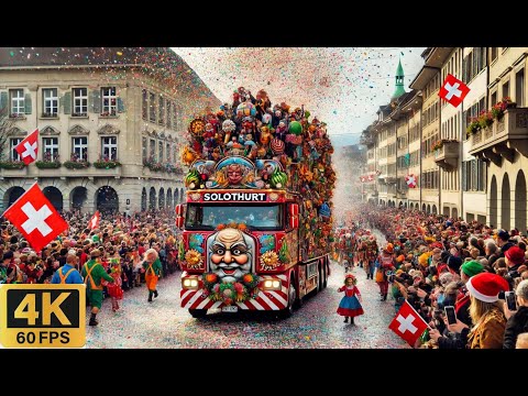Fasnacht Solothurn, Schweiz 2025: Bunte Lastwagen und Konfettiregen🎭