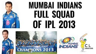 Mumbai Indians Full Squad Of IPL 2013 (Cricket lover B) | IPL 2013 Full Squads