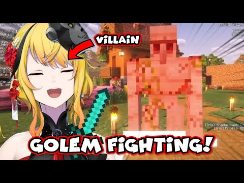 Kaela Fight Golem To Test Her Power【Hololive | Minecraft】