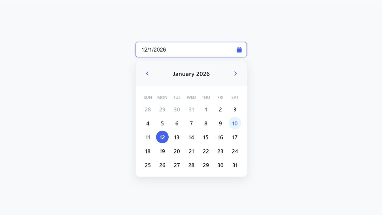 📅 Custom DatePicker from Scratch Using HTML, CSS & JavaScript | Step-by-Step Tutorial (No Libraries)