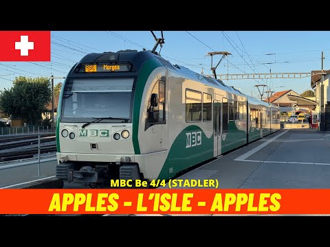 Cab Ride Apples→ l'Isle→Apples (Bière–Apples–Morges Railway, Switzerland, Oct 2025) driver's view 4K
