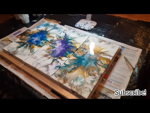 BEAUTIFUL Dutch Pour Triptych! Acrylic Pouring Techniques