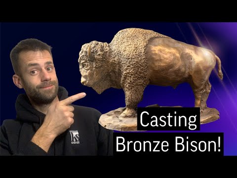 Casting a Bronze Bison sculpture - Lost Wax Casting.