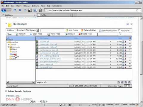 DotNetNuke Tutorial, 3 types of folders in File Manager - Video #112