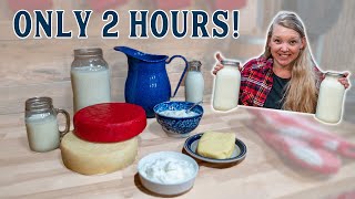 How She Makes All Her Dairy in 2 Hours! (Homemade Cheddar Cheese, Yogurt and more)