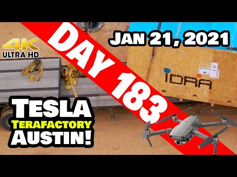 Tesla Gigafactory Austin 4K  Day 183 - 1/21/21 - IDRA Giga Press Casting Machines are at Giga Texas!