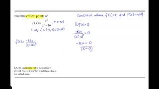 Critical Points: Rational Function