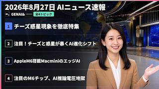 【AIニュース速報】2026年8月27日｜チーズ惑星現象を徹底特集・注目！チーズと惑星が暴くAI進化シフト・AppleM6搭載MacminiのエッジAI・注目のM6チップ、AI推論電圧地獄