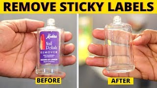 PROBLEM SOLVED!  Remove Sticky Labels Glue Residue from Plastic without Scratching Containers