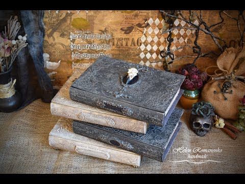 Мини комод в форме стопки книг с черепом ворона ручной работы для хранения украшений и косметики 30 см. - фото 1 - id-p2314166600