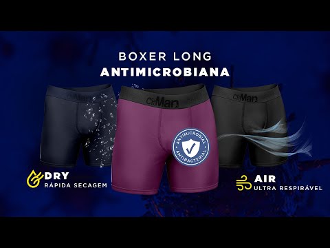 Kit 3 Boxer Longa Antimicrobiana Preta/Azul/Cinza Urban