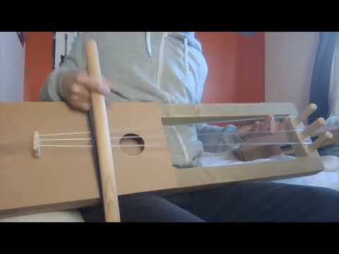 Homemade bass tagelharpa (Scandinavian bowed lyre)