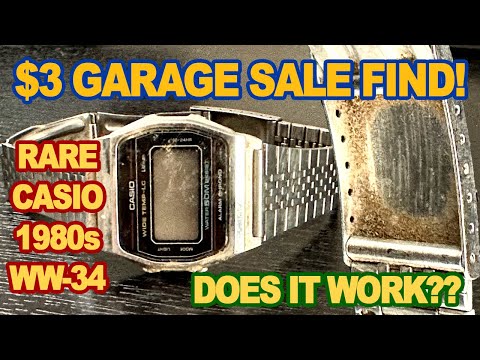 $3 Garage Sale Find! 1980s Rare Vintage Casio Digital Watch WW-34 - Does it work?