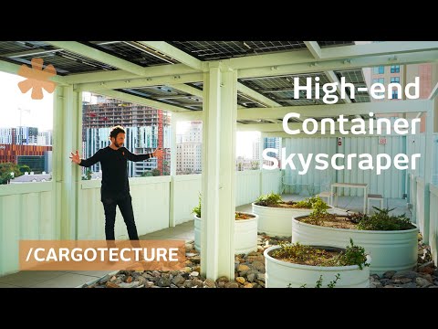 He stacked 64 containers in high-end solar skyscraper of 18 condos