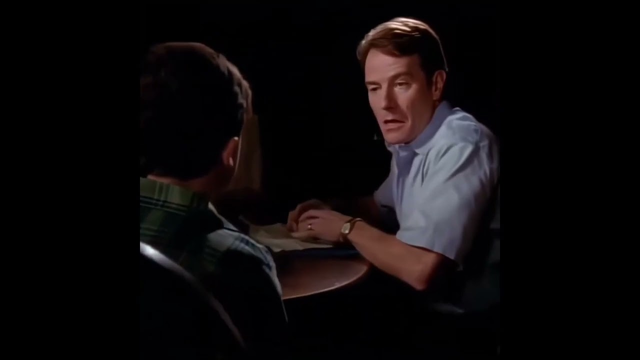 Dad and son talking at dining table meme template