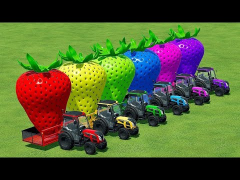 LOAD & TRANSPORT GIANT COLORED STRAWBERRY WITH FIAT TRACTORS - Farming Simulator 22