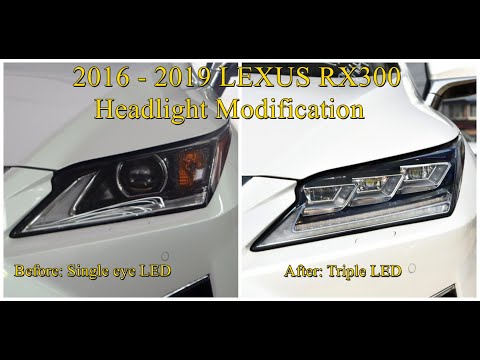 Car headlight modification 2016 - 2019 LEXUS RX modified single eye to triple led Grille modified