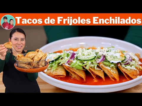 TACOS DORADOS de FRIJOLES ENCHILADOS y SALSA de TOMATE |SON TAN ECONOMICOS que TE SACARAN de APUROS