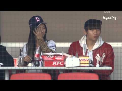 효린 & 케이윌 - 프로야구 준플레이오프 1차전 관전 (151010 잠실야구장)