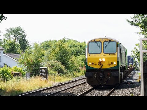 Irish Rail 201 Class Locomotive 215 pulling the I.W.T liner through Sallins, Co Kildare.