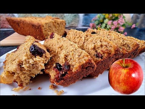 Healthy diet cake with oats and apples in 5 minutes! No flour, no butter, no sugar!
