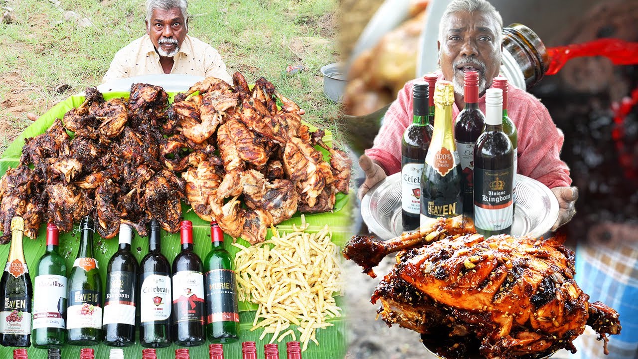 We Made WINE FRIED CHICKEN | Whole Chicken Roasted by Wine | Village Style Wine fried chicken recipe