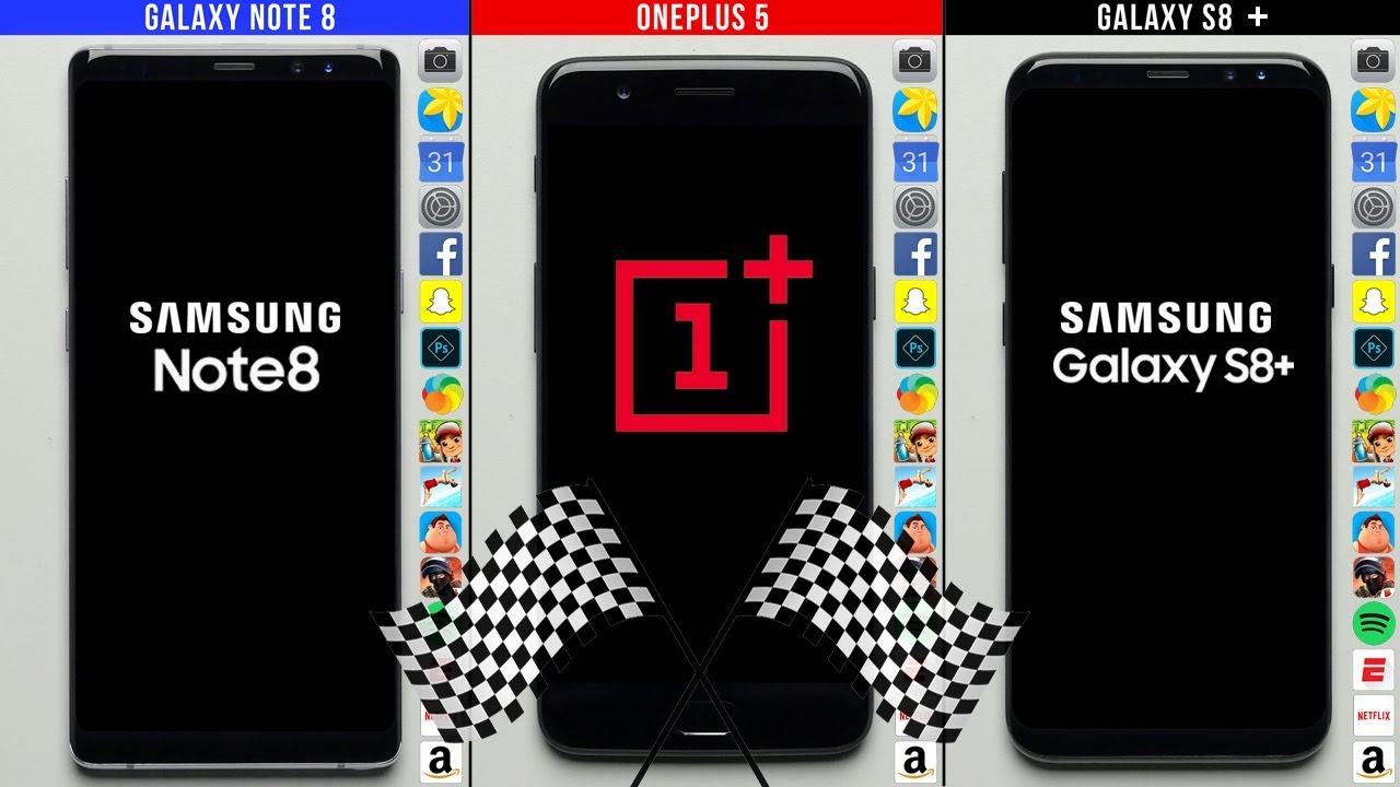 Galaxy Note 8 vs. OnePlus 5 vs. Galaxy S8+ Speed Test