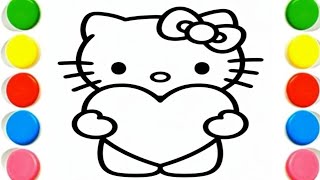 Cute Hello Kitty Drawing, Painting and Coloring For Kids and Toddlers_ Easy Drawing