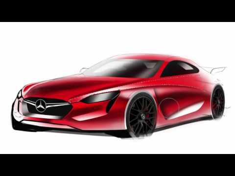 Car design sketch Mercedes in Photoshop