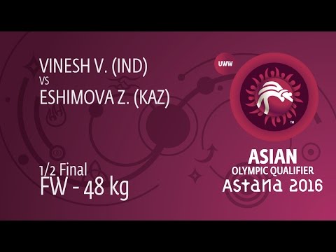1/2 FW - 48 kg: Z. ESHIMOVA (KAZ) df. V. VINESH (IND), 5-4