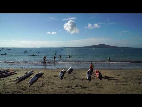 2021 Vaikobi King and Queen of the harbour Auckland - surfski race - warmup time.