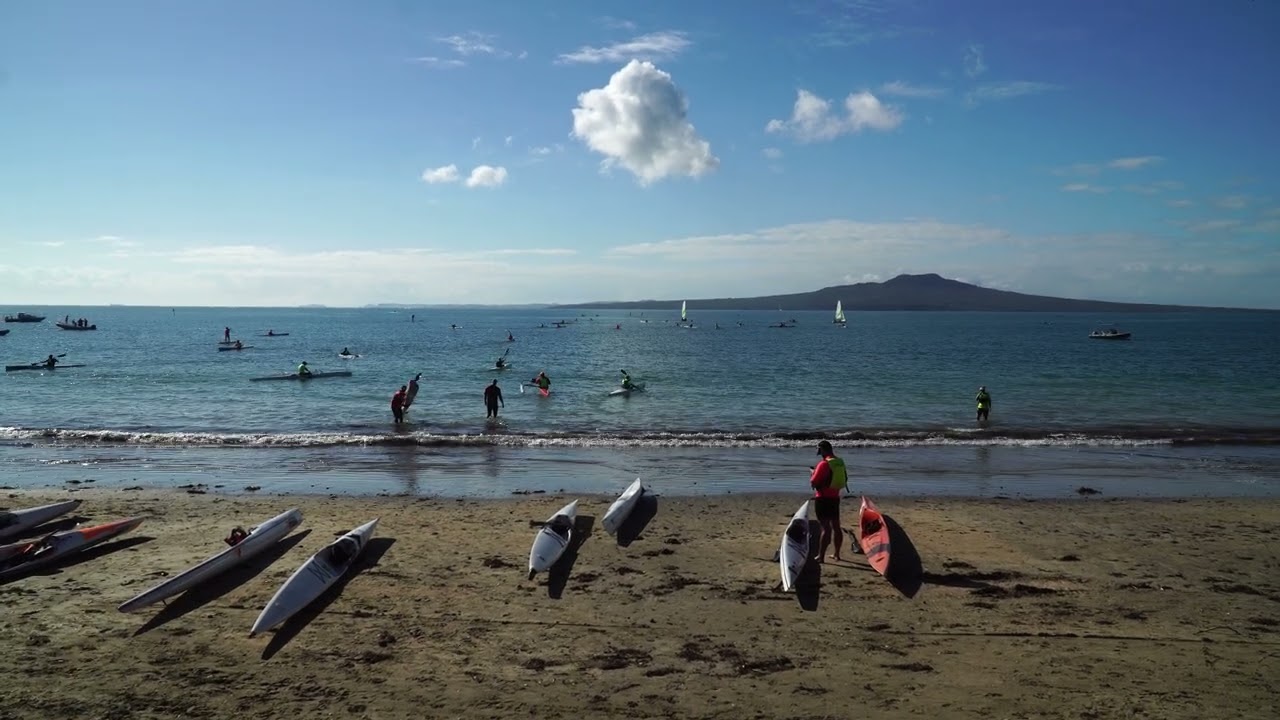 2021 Vaikobi King and Queen of the harbour Auckland - surfski race - warmup time.