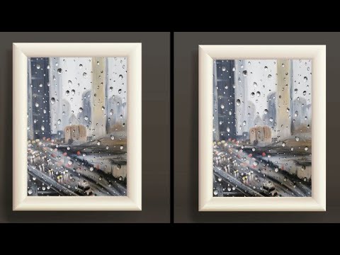 Rainy Window Acrylic Painting ||Step-by-Step Tutorial For Beginners
